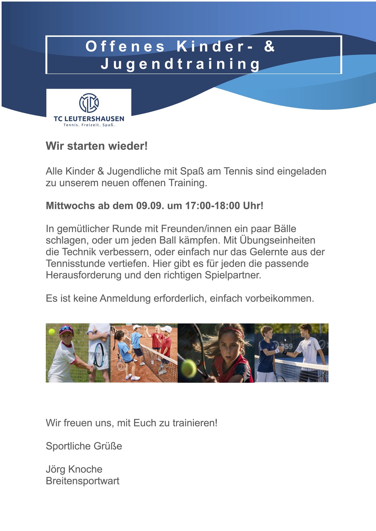 Flyer Offenes Kinder- und Jugendtraining 2026